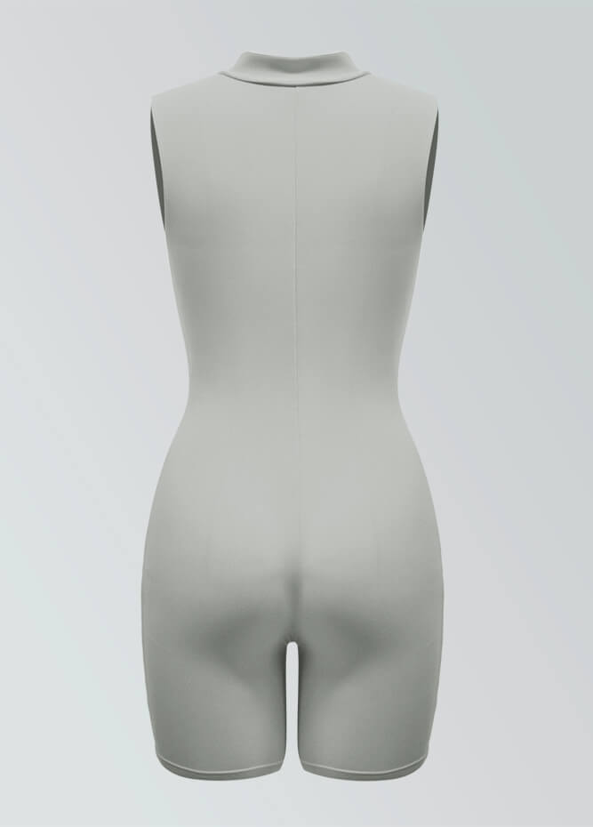 Womens Sleeveless Turtleneck Half-Zip Romper