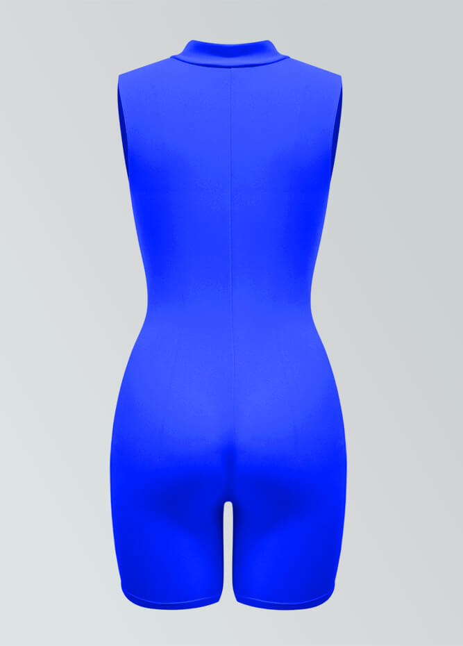 Womens Sleeveless Turtleneck Half-Zip Romper