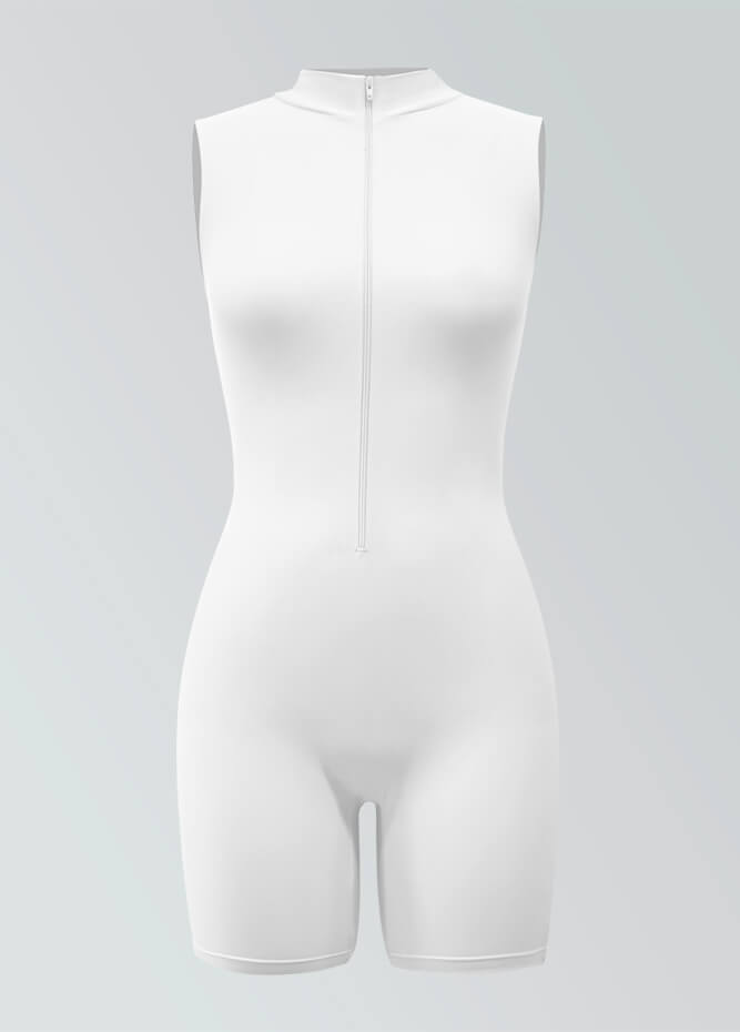 Womens Sleeveless Turtleneck Half-Zip Romper