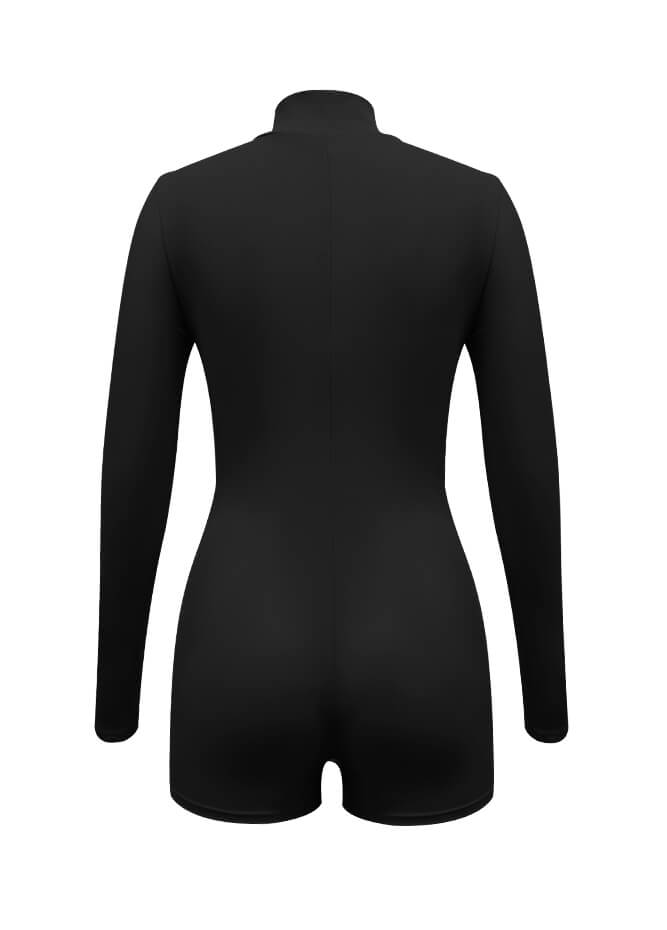 Zip Front One Piece Spandex Romper Bodysuit