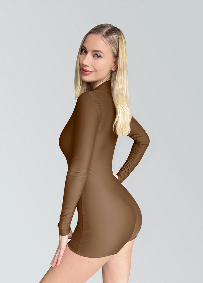 Zip Front One Piece Spandex Romper Bodysuit