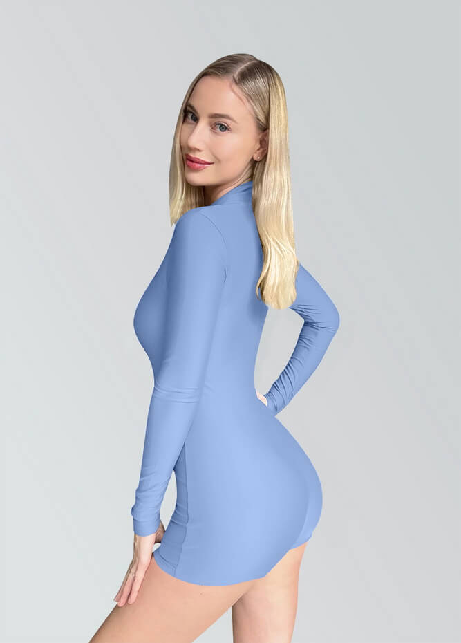 Zip Front One Piece Spandex Romper Bodysuit
