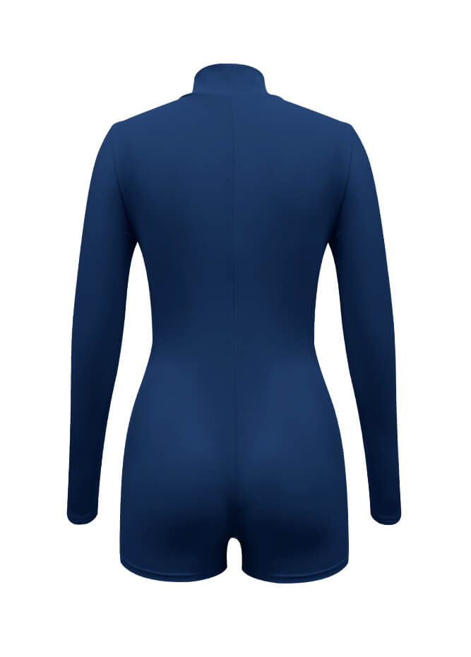 Zip Front One Piece Spandex Romper Bodysuit