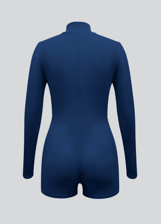 Zip Front One Piece Spandex Romper Bodysuit