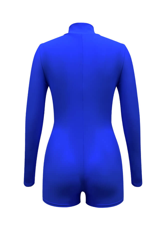 Zip Front One Piece Spandex Romper Bodysuit
