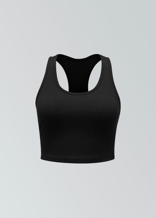 Womens Ribbed Racer Back Fitness Tops