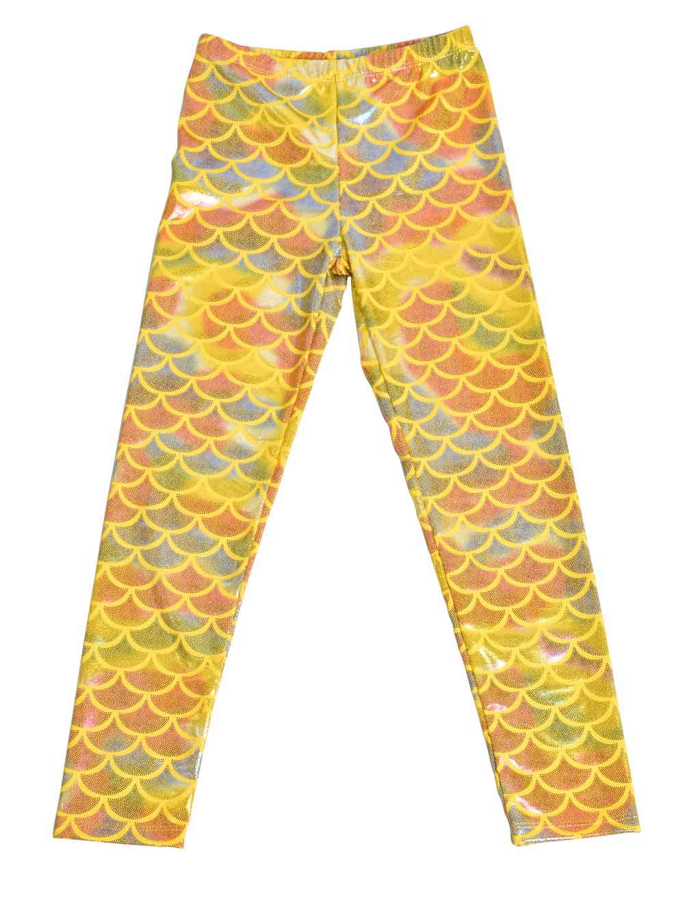 Kids Shiny Metallic Mermaid Fish Scale Leggings