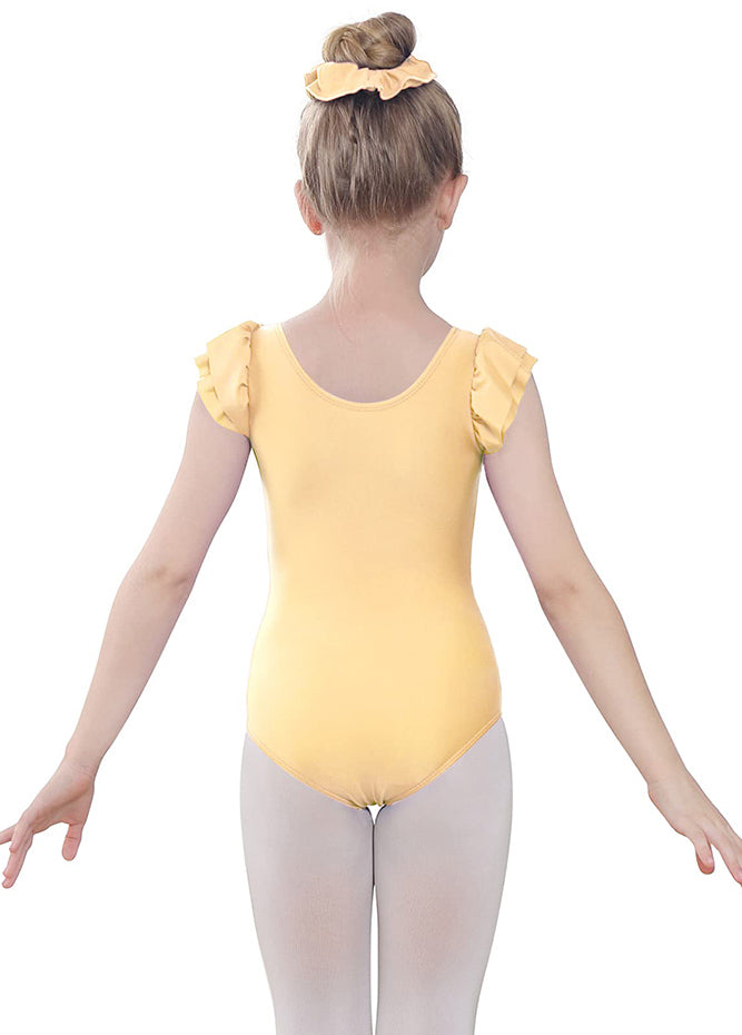 Nude Ruffle Short Sleeve Leotard