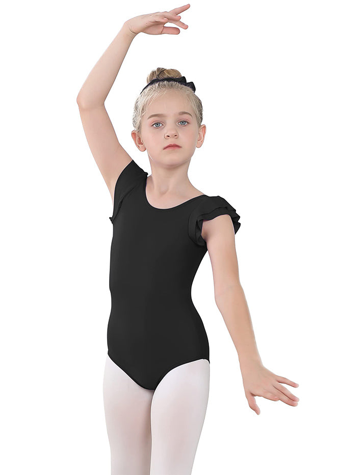 Black Ruffle Leotard Short Sleeve