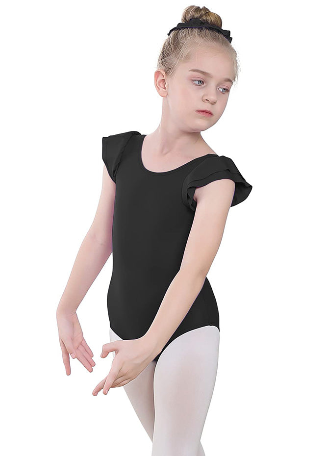 Black Ruffle Leotard Short Sleeve