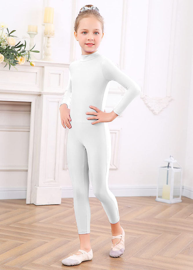 Girls Long sleeve White Unitard