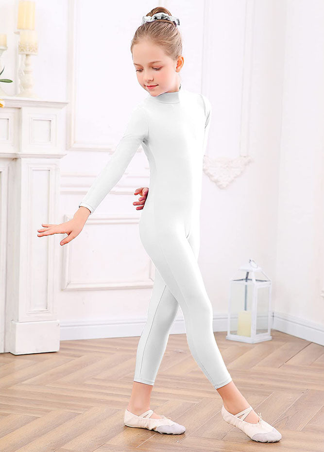 Girls Long sleeve White Unitard