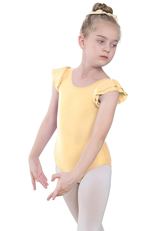 Nude Ruffle Short Sleeve Leotard