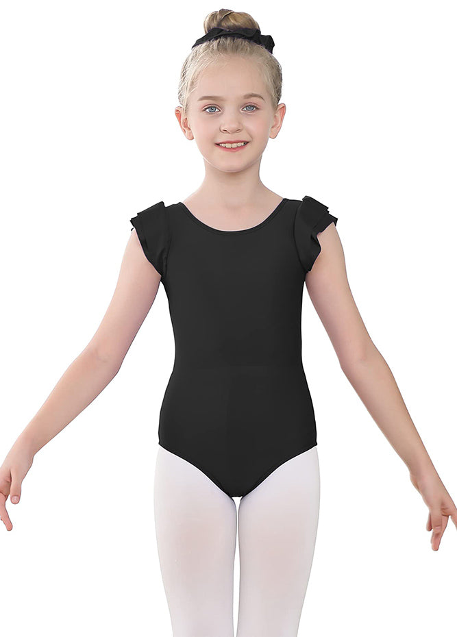 Black Ruffle Leotard Short Sleeve