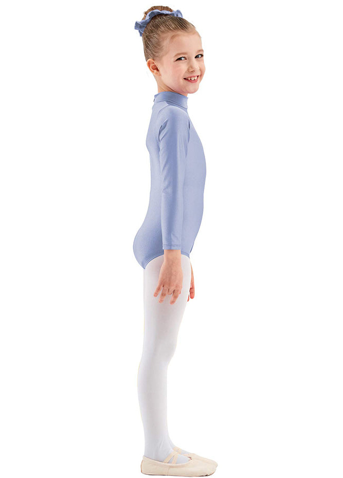 Girls Turtleneck Long Sleeve Blue Leotard