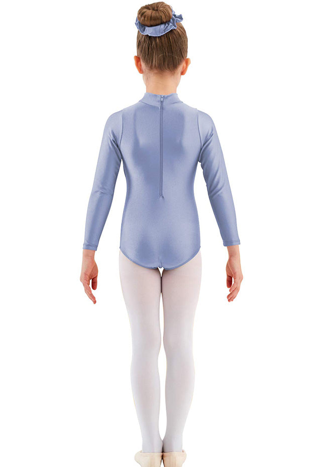 Girls Turtleneck Long Sleeve Blue Leotard