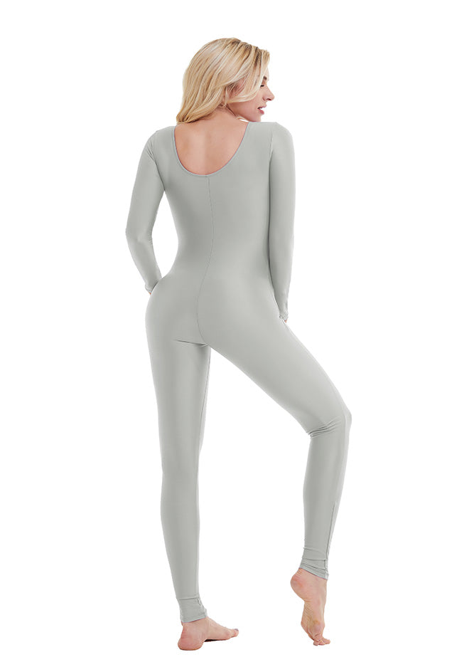 Black Long Sleeve Scoop Neck Unitard