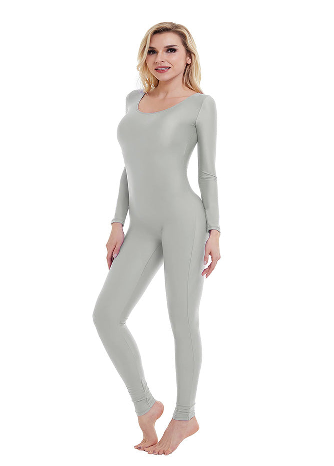Black Long Sleeve Scoop Neck Unitard