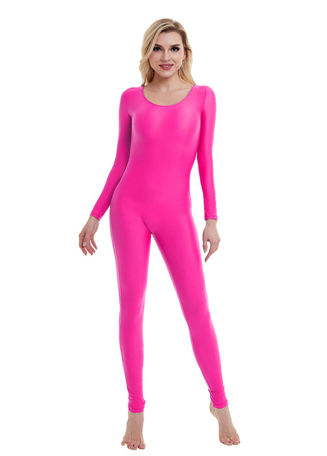hot pink long sleeve unitard