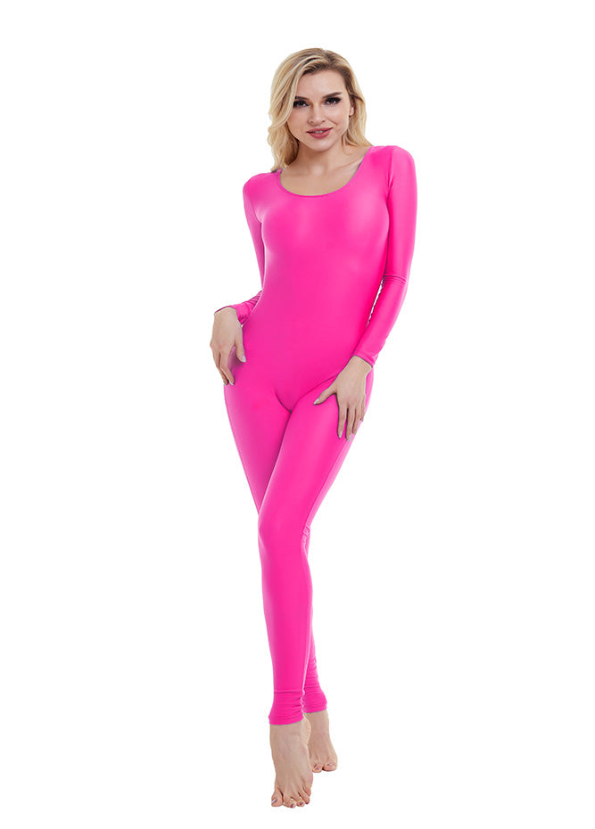 hot pink long sleeve unitard