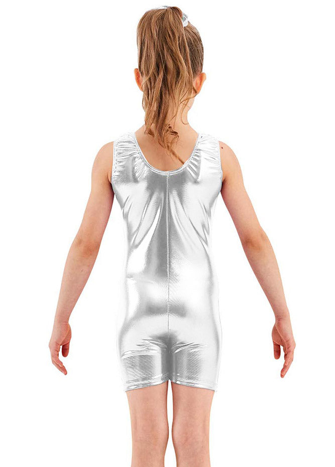 Speerise Girls Sleeveless Tank Unitard Shiny Metallic Biketard