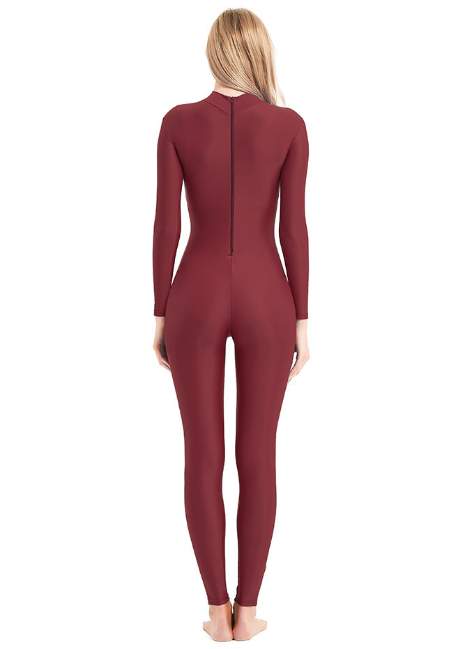 Ladies Red Turtleneck Long Sleeve Unitard