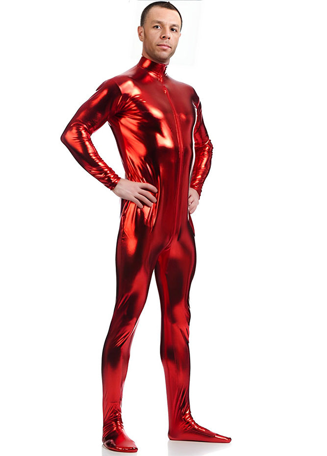 Speerise Mens Shiny Zentai Suit Footed Unitard
