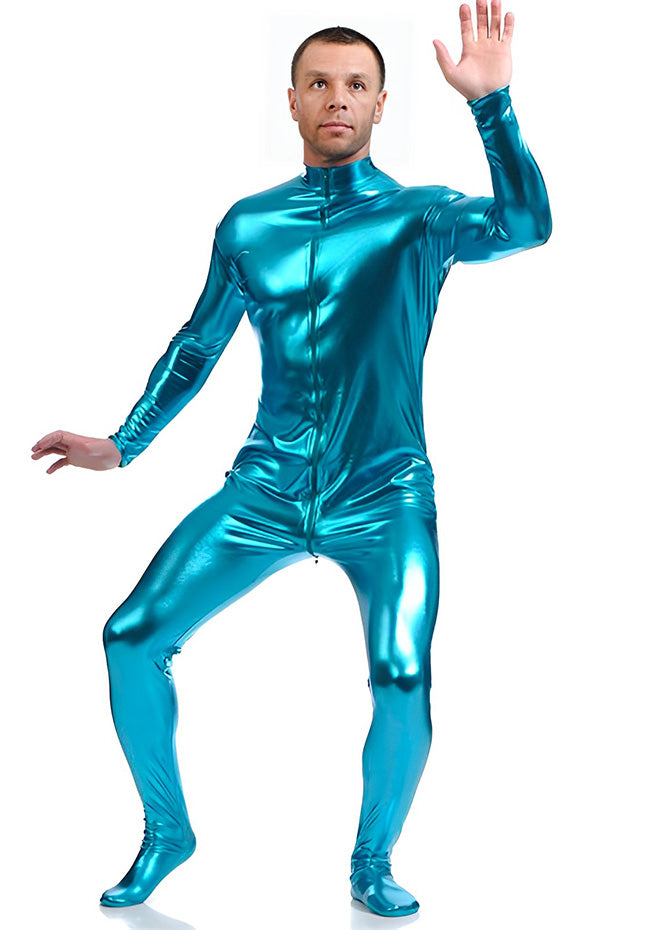 Speerise Mens Shiny Zentai Suit Footed Unitard