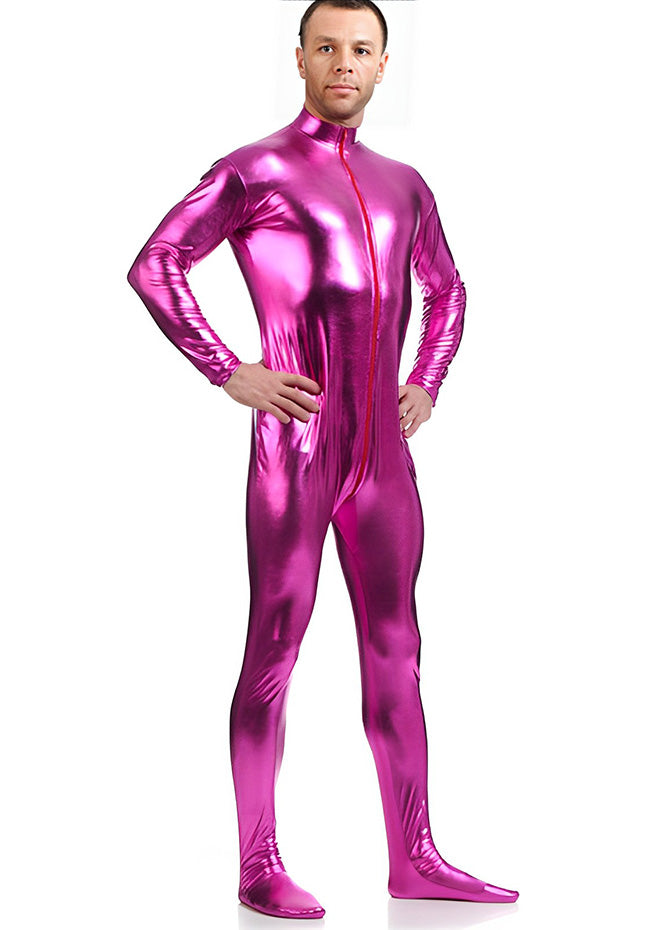 Speerise Mens Shiny Zentai Suit Footed Unitard