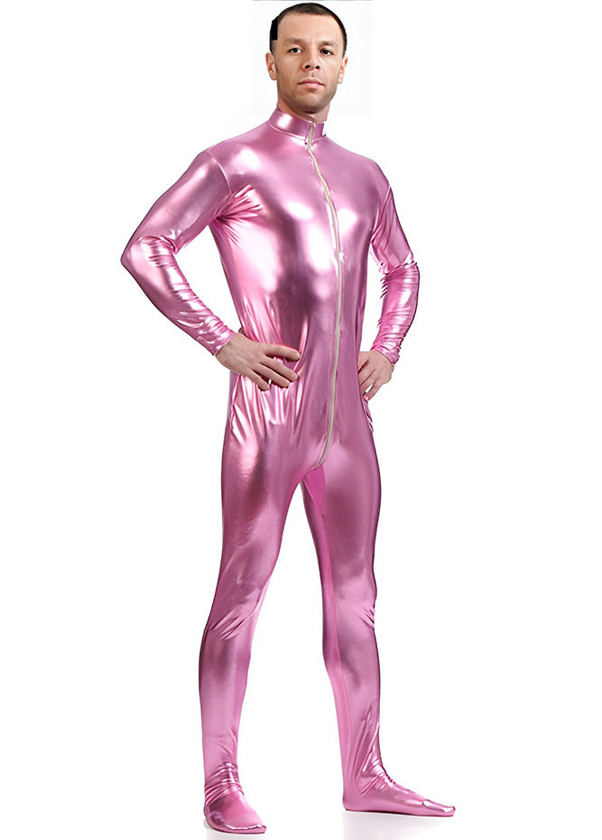 Speerise Mens Shiny Zentai Suit Footed Unitard