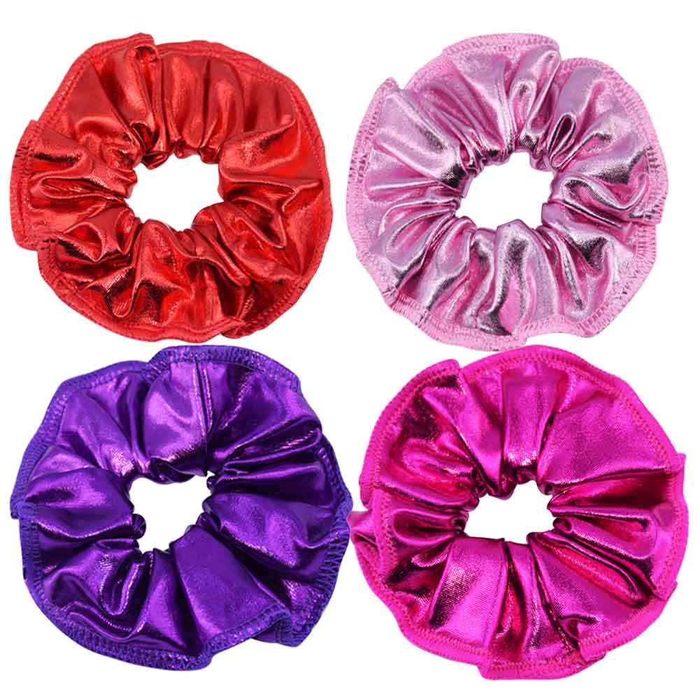 12 Pieces Shiny Metallic Hair Scrunchie Ponytail Holders for Girls