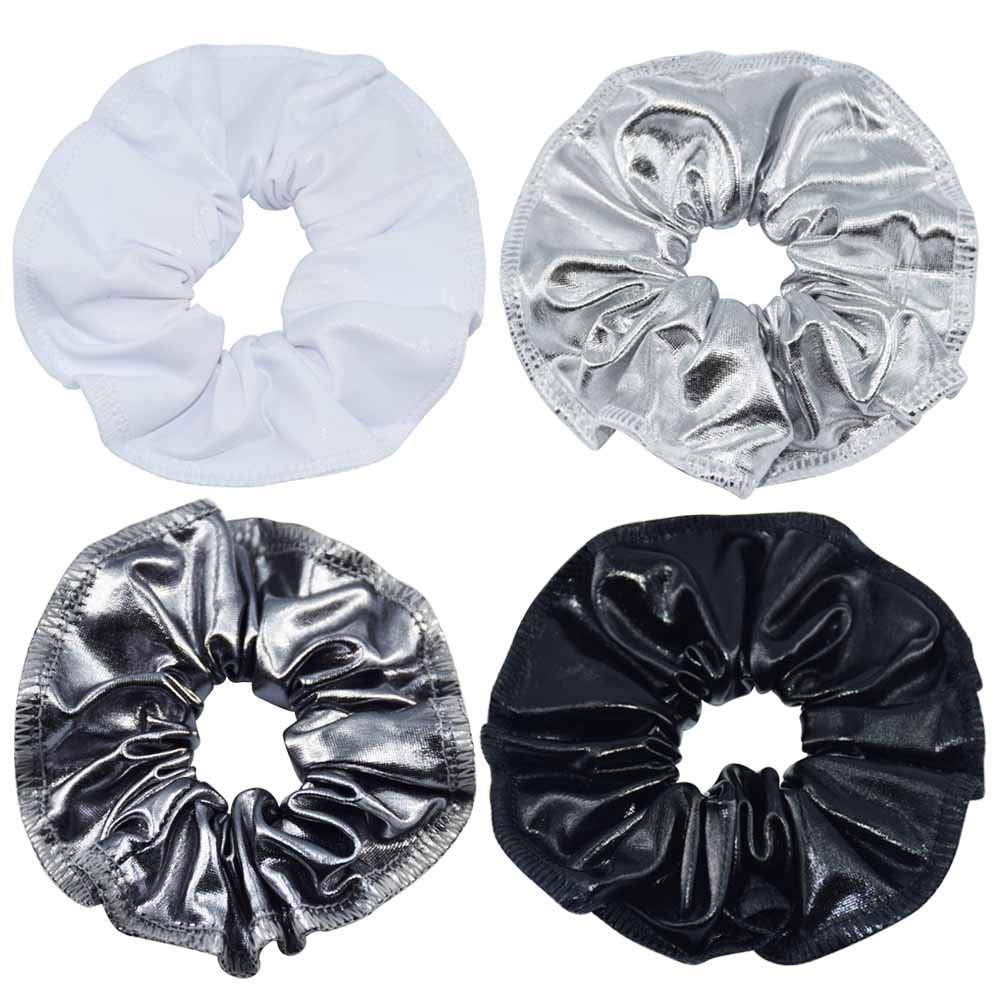 12 Pieces Shiny Metallic Hair Scrunchie Ponytail Holders for Girls