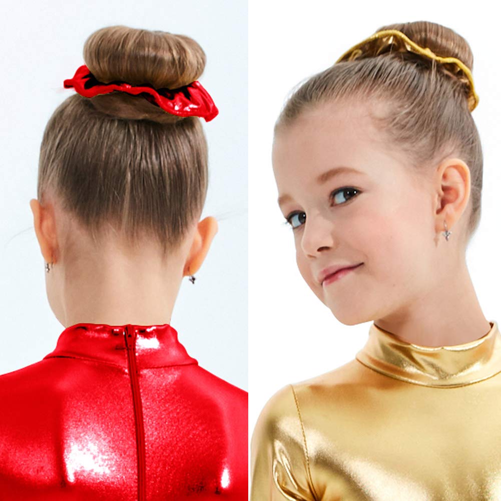 12 Pieces Shiny Metallic Hair Scrunchie Ponytail Holders for Girls