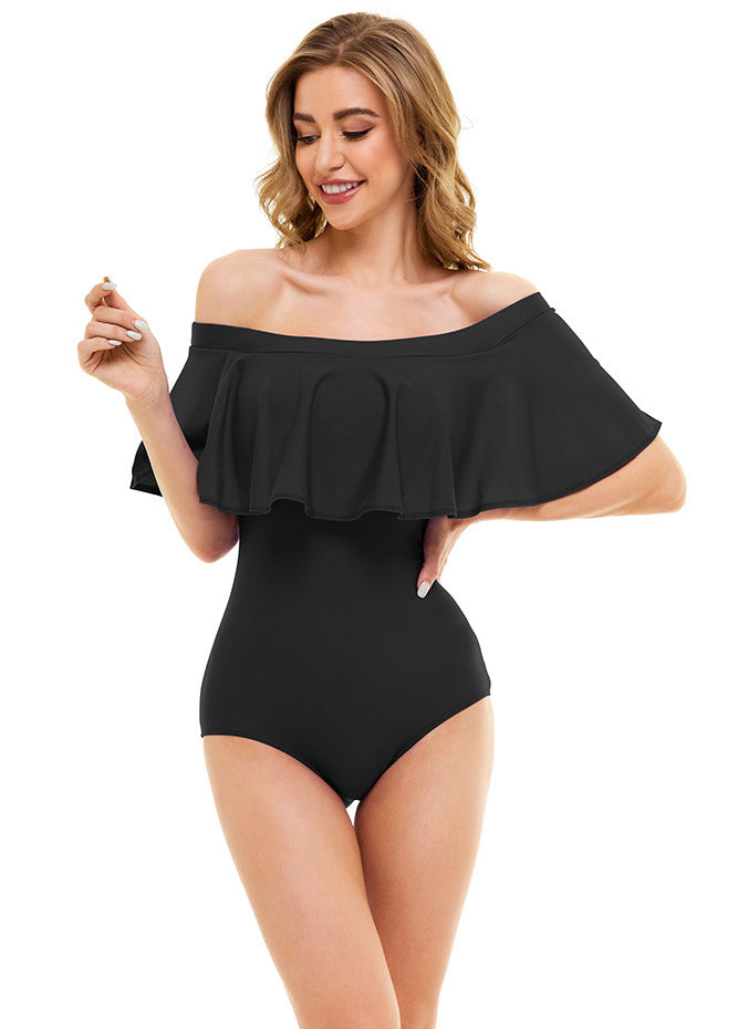 black off the shoulder swimsuit
