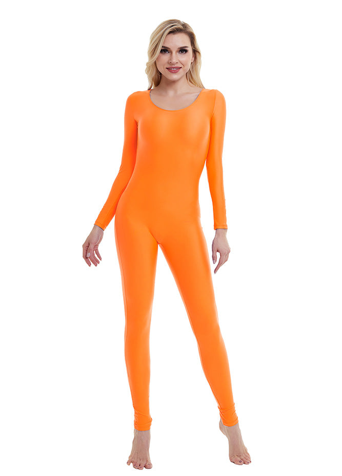 orange long sleeve unitard