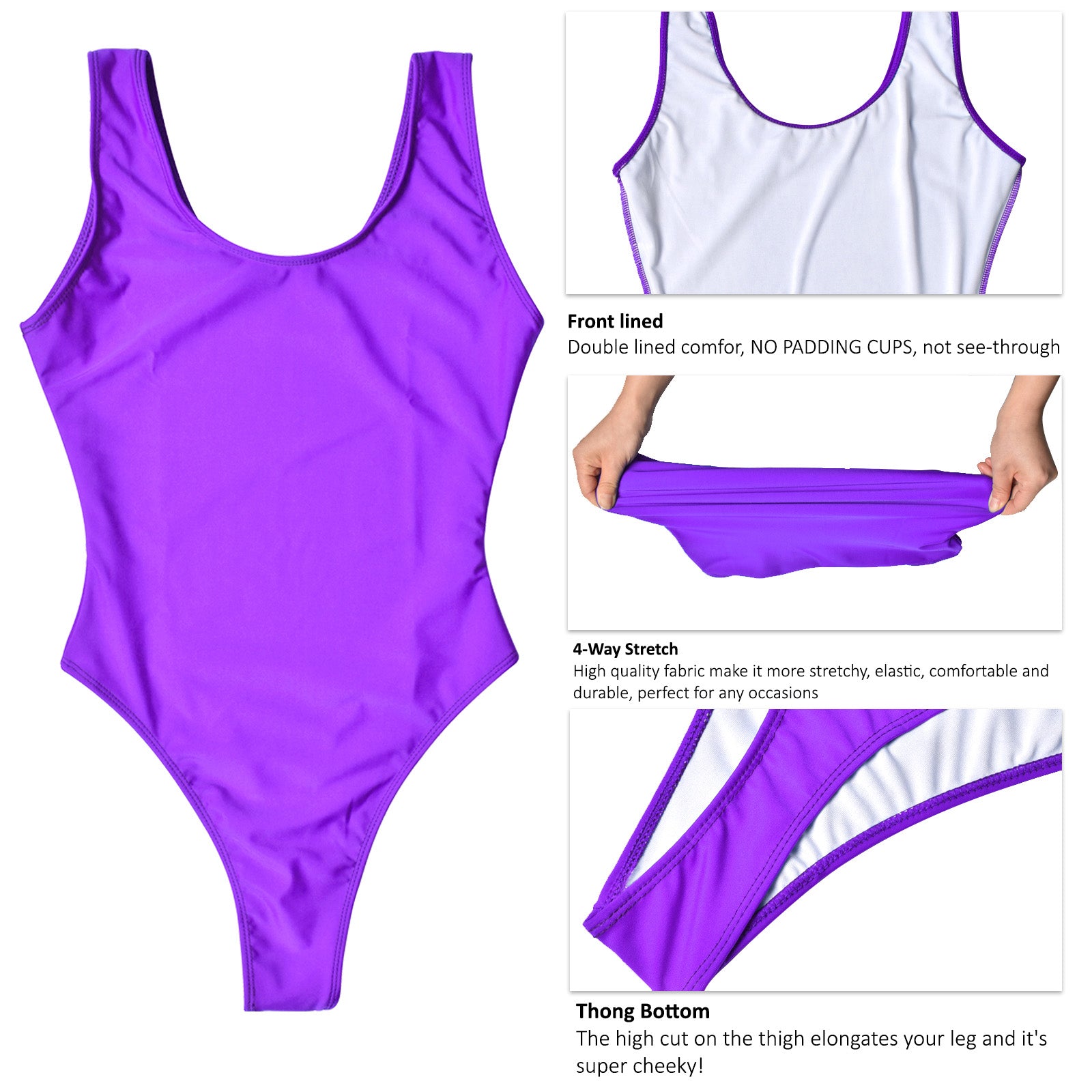 Purple 80s High Cut Leotard