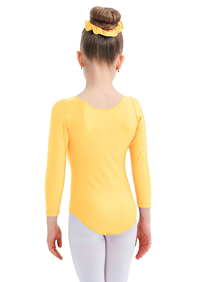 Girls Nude Roundneck Long Sleeve Leotard