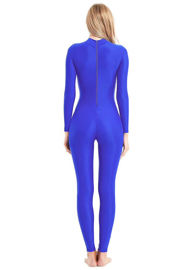 Ladies Blue Turtleneck Long Sleeve Unitard