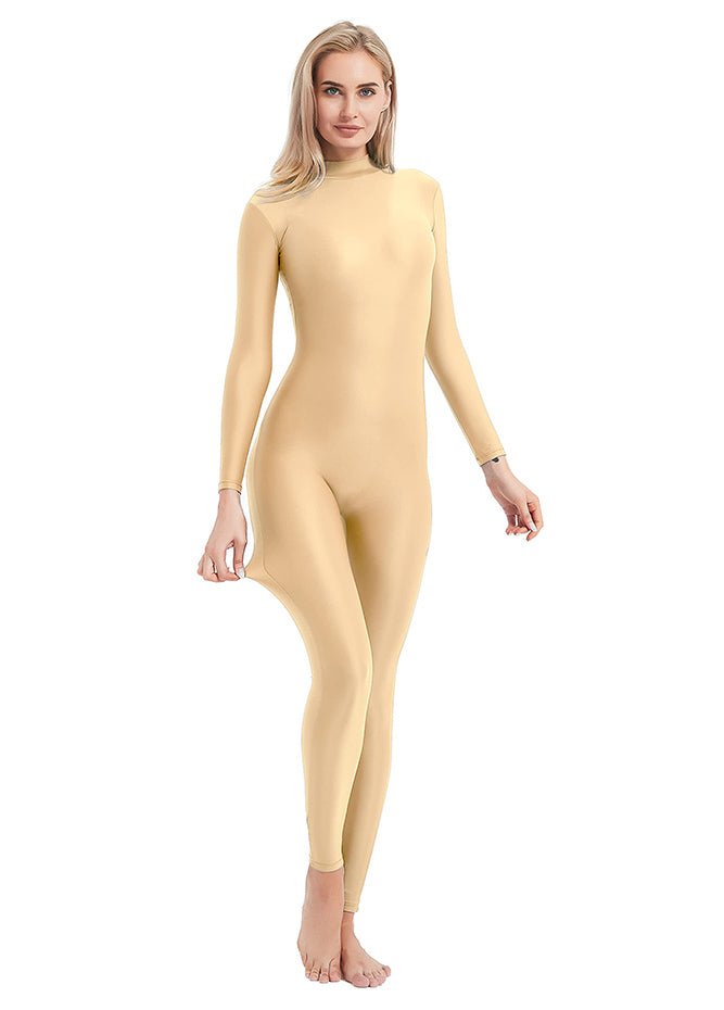 Ladies Nude Turtleneck Long Sleeve Unitard