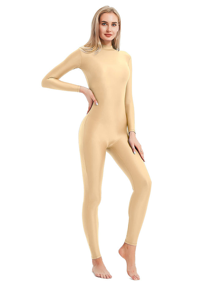 Ladies Nude Turtleneck Long Sleeve Unitard