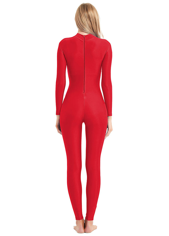 Ladies Red Turtleneck Long Sleeve Unitard