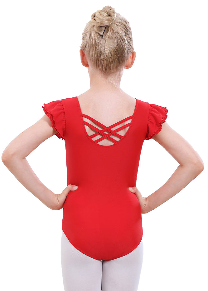 Speerise Ruffle Leotard Crisscross Back 3-12 Years