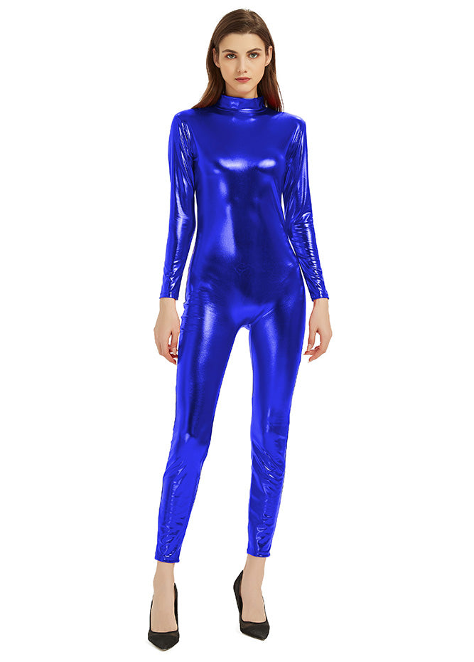 royal blue shiny catsuit