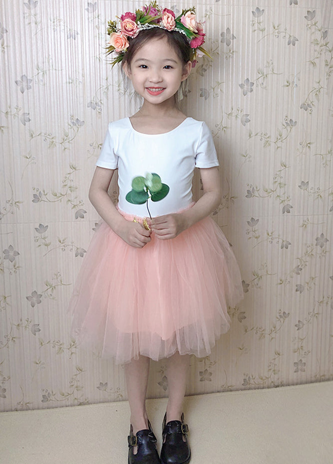 White Bow Back Leotard for Flower Girls