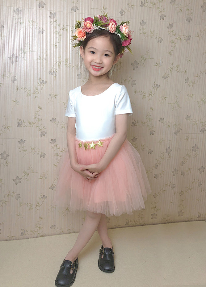White Bow Back Leotard for Flower Girls