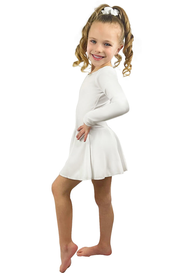 Long Sleeve White Leotard with Skirt Flower Girls