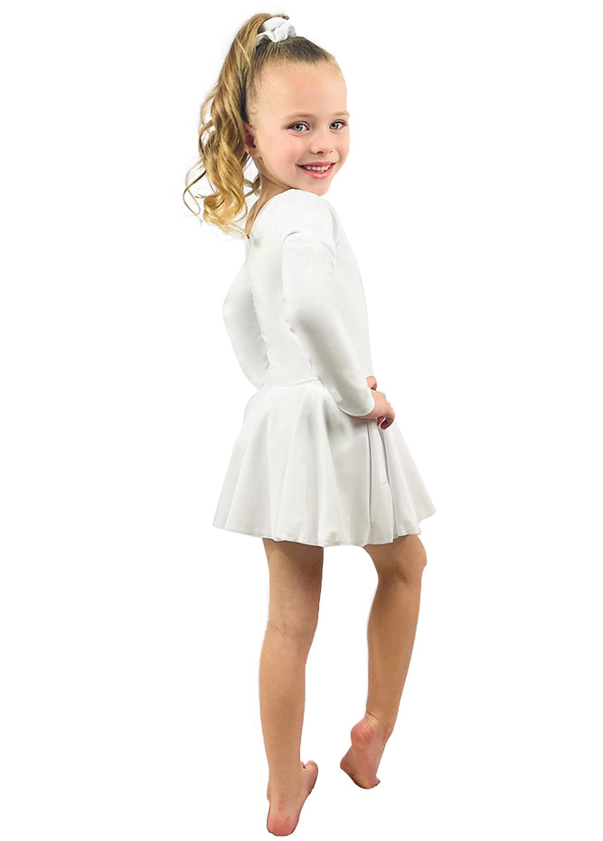 Long Sleeve White Leotard with Skirt Flower Girls