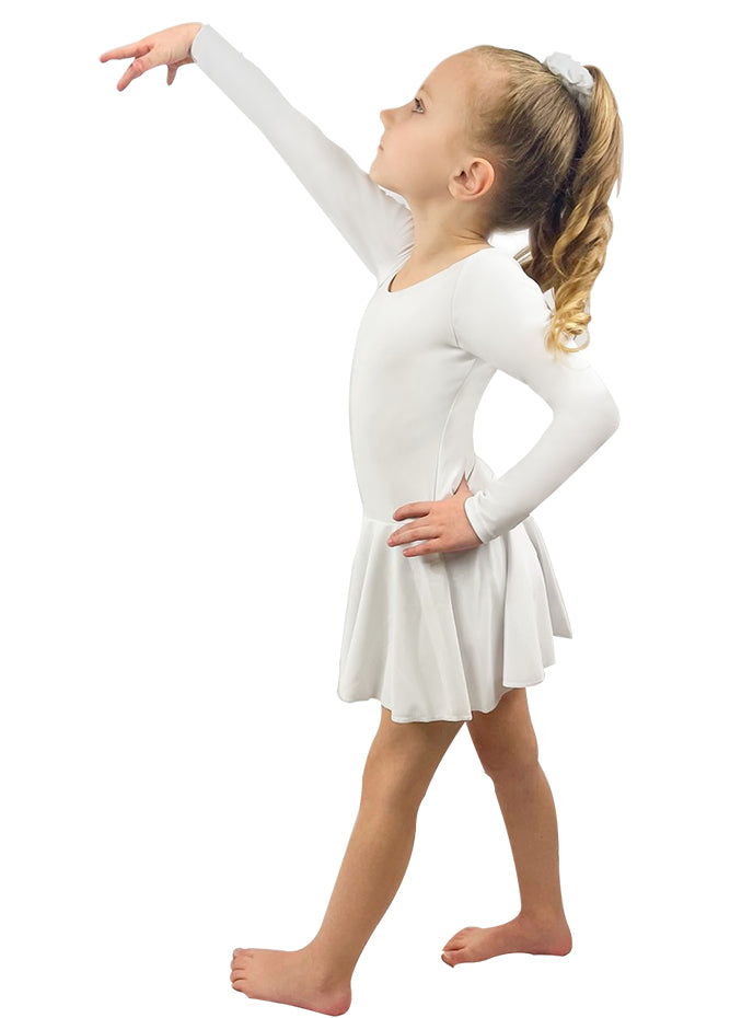 Long Sleeve White Leotard with Skirt Flower Girls