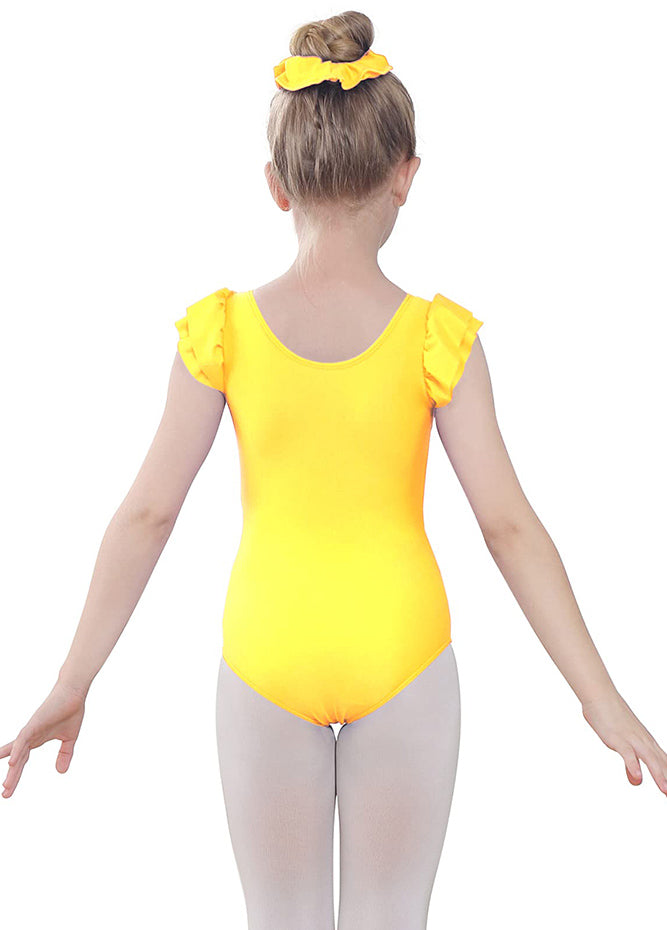 Yellow Ruffle Short Sleeve Leotard