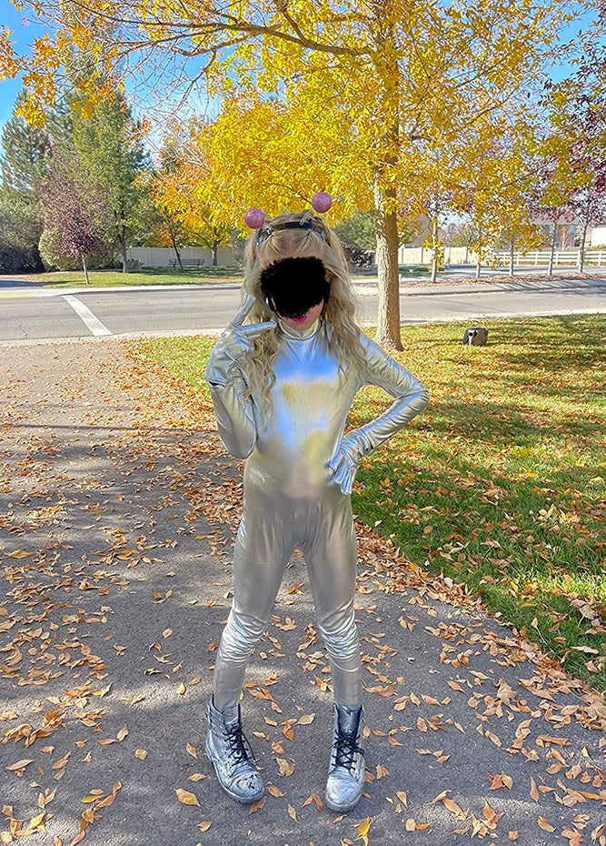 Speerise Girls Shiny Metallic Long Sleeve Unitard